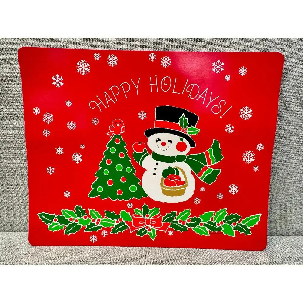 VTG Hallmark Christmas paper Placemats Snowman‎ Set of 16 – 8 NIP & 8 Used USA